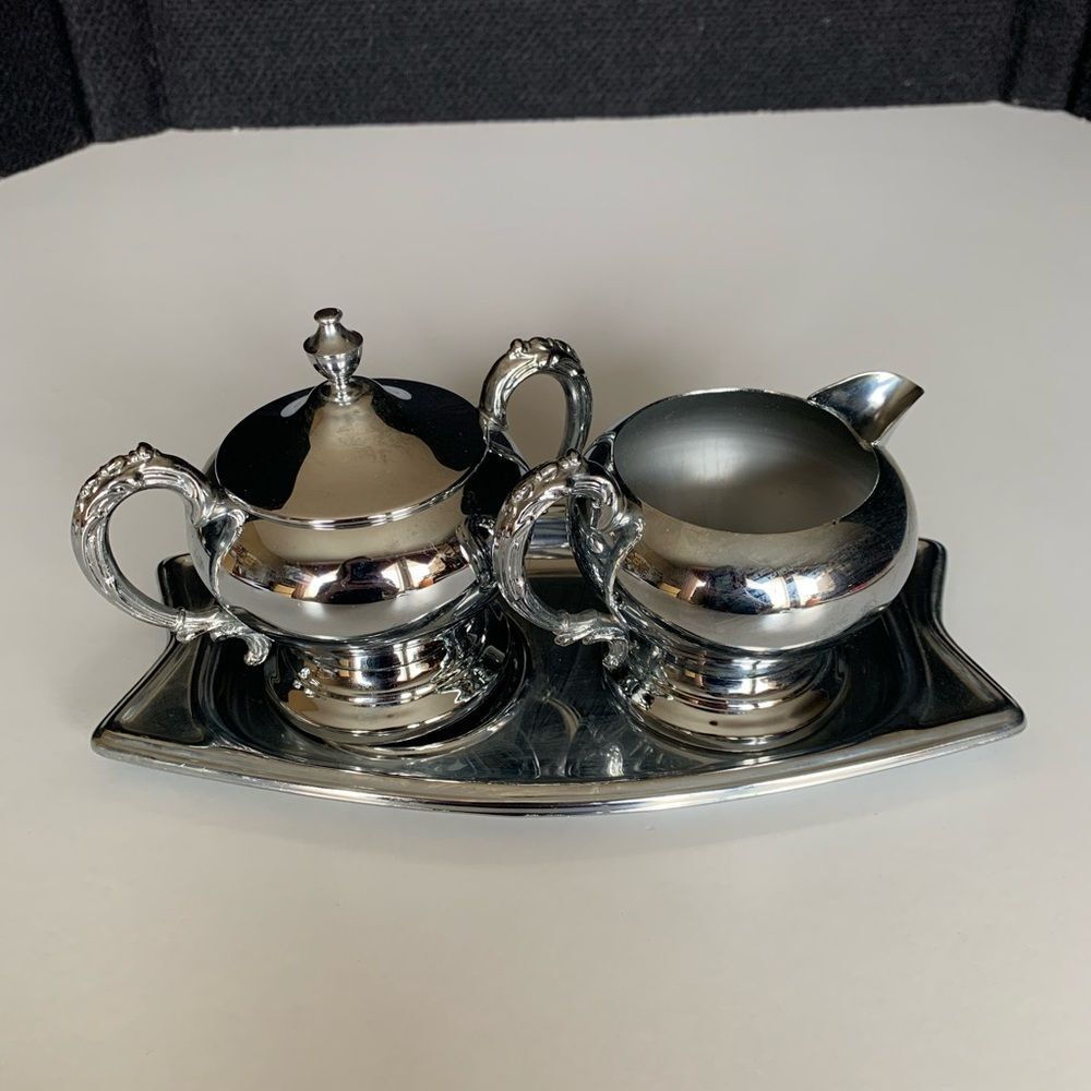 Vintage Hellerware Chromium tray lot Danny Wilson Sugar & Creamer 1960’s MCM